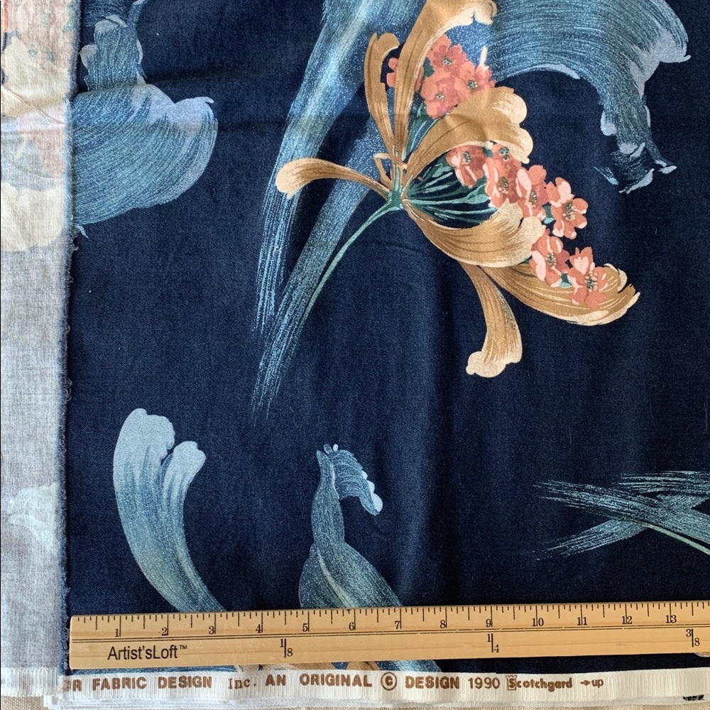Fabric | Vintage Floral Patterned Upholstery Fabric, Scotchguard, 56" x 2yds+